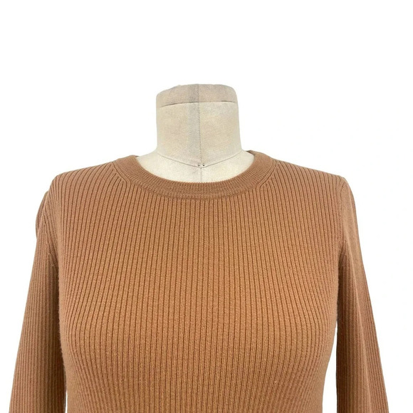 Veronica Beard Rocha Poplin-paneled Merino Wool Sweater‎ In Camel Size XS - Picture 3 of 9
